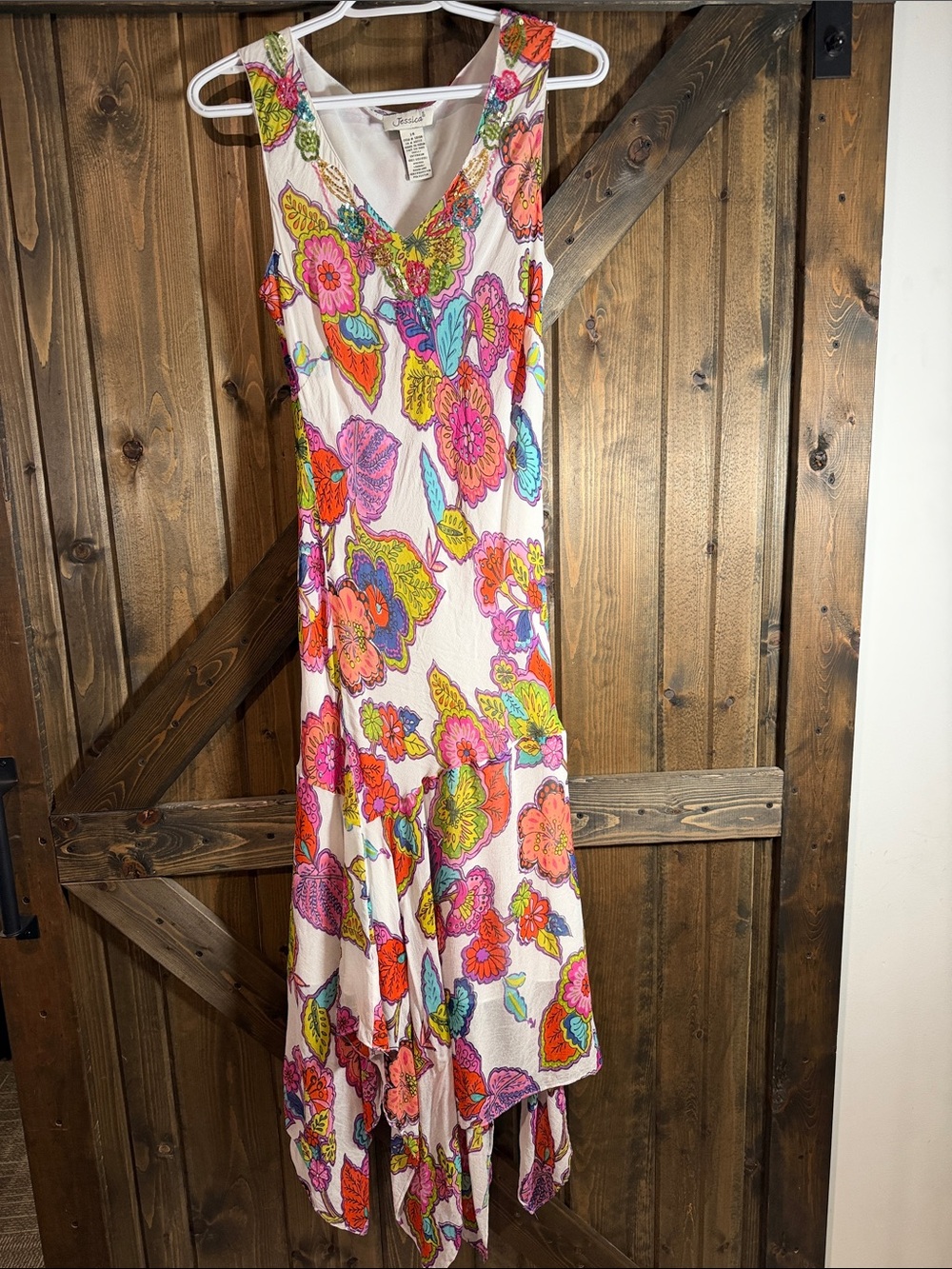 Jessica White Maxi Dress with Multicolor Floral Print